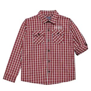 GUESS Big Boys All Over Print Poplin Woven Embroidered Logo Shirt boy’s shirt